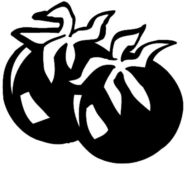 Two plump tomatoes vinyl sticker. Customize on line. Fruit Vegetables 042-0219